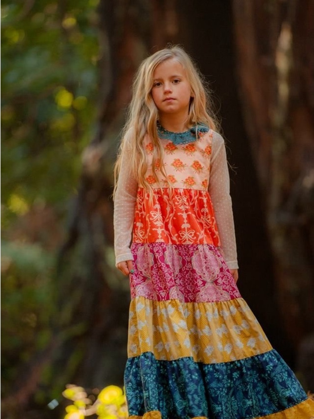 Persnickety Multicolor Tiered Maxi Dress - Cream, Orange, Pink, Yellow, Blue